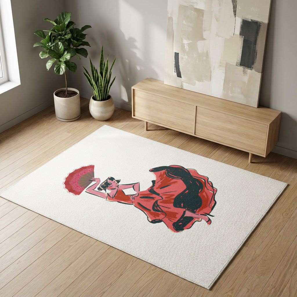 Flamenco Dancer with Fan Illustration 