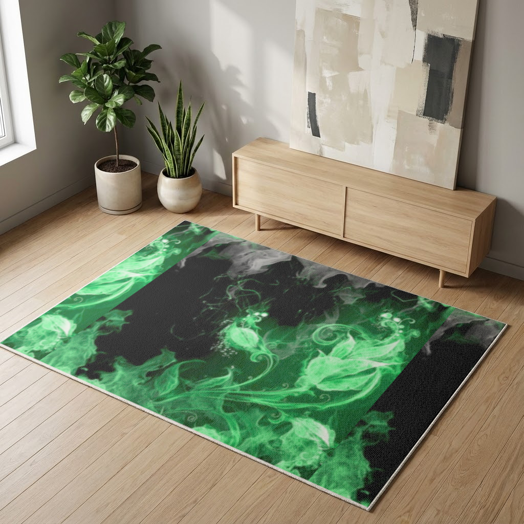Green and black smokes Living room carpet