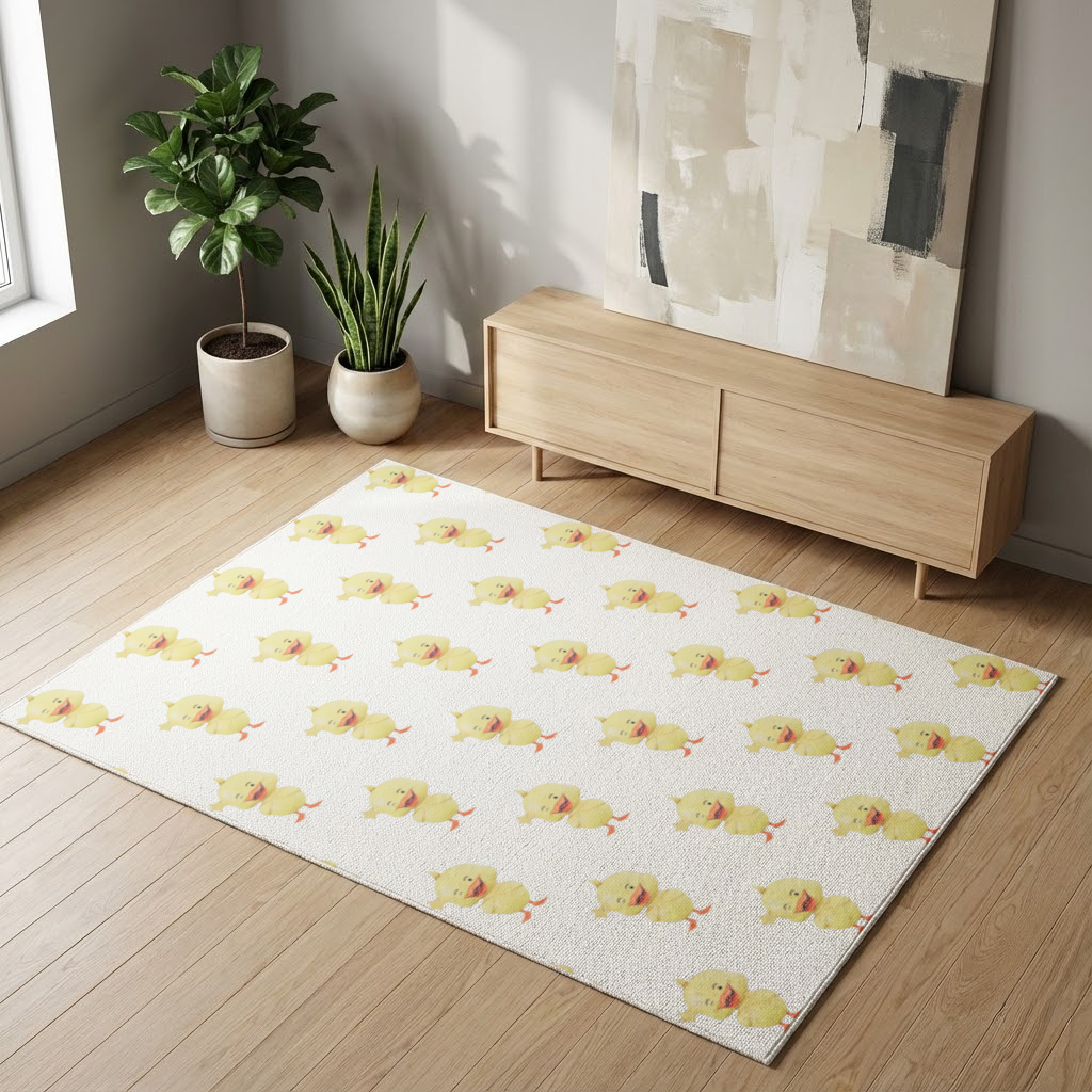 Cheerful Winking Yellow Duck with Star Living room carpet
