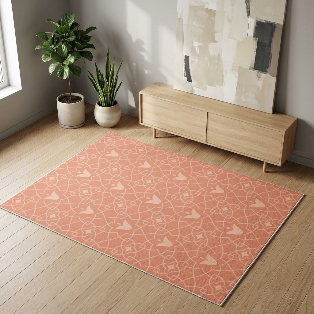 Modern Geometric Linear Terracotta Pattern Living room carpet