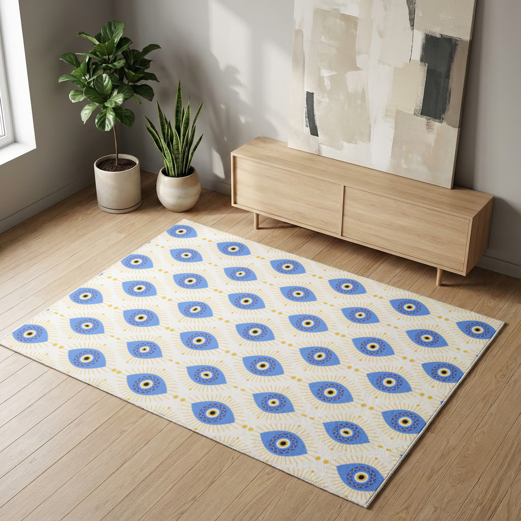 Modern Evil Eye Pattern with Sunburst Rays 