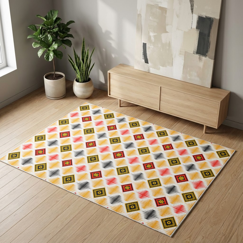 Vibrant Ethnic Geometric Motif Living room carpet