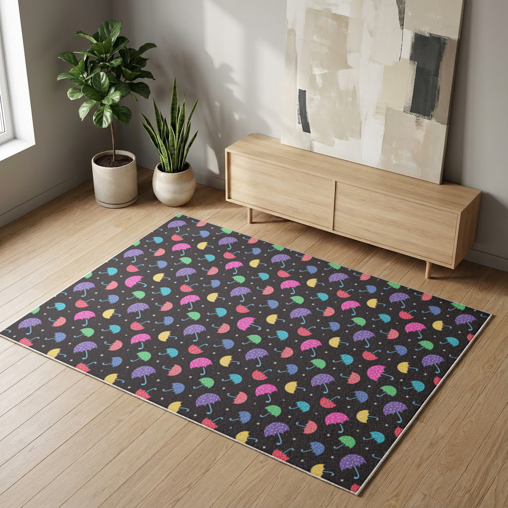 Colorful Heart Umbrellas Pattern Living room carpet