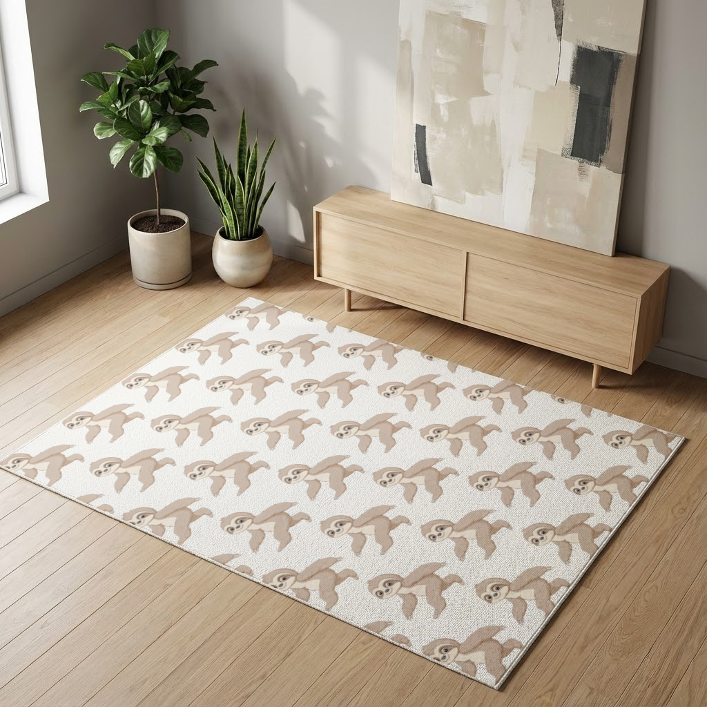 Cute Joyful Walking Sloth Living room carpet