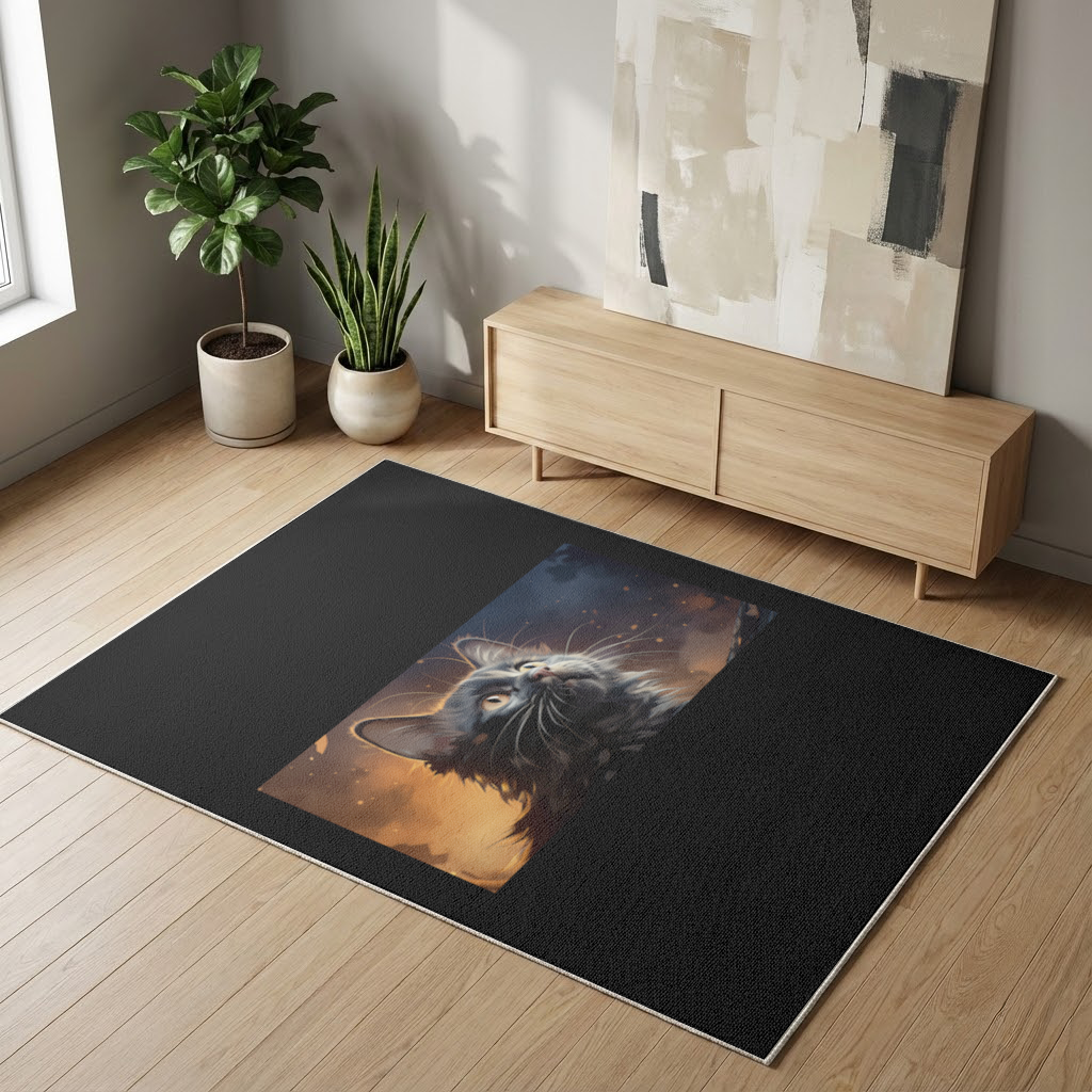 Black Cat Digital Art Living room carpet
