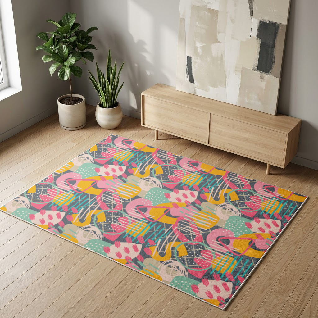 Abstract Geometric Doodle Living room carpet