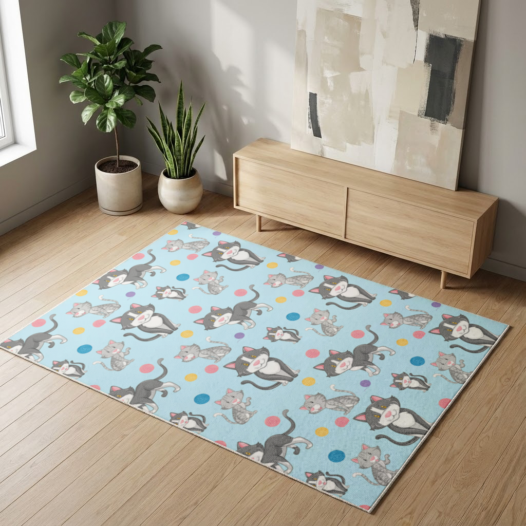 cat repeat pattern Living room carpet