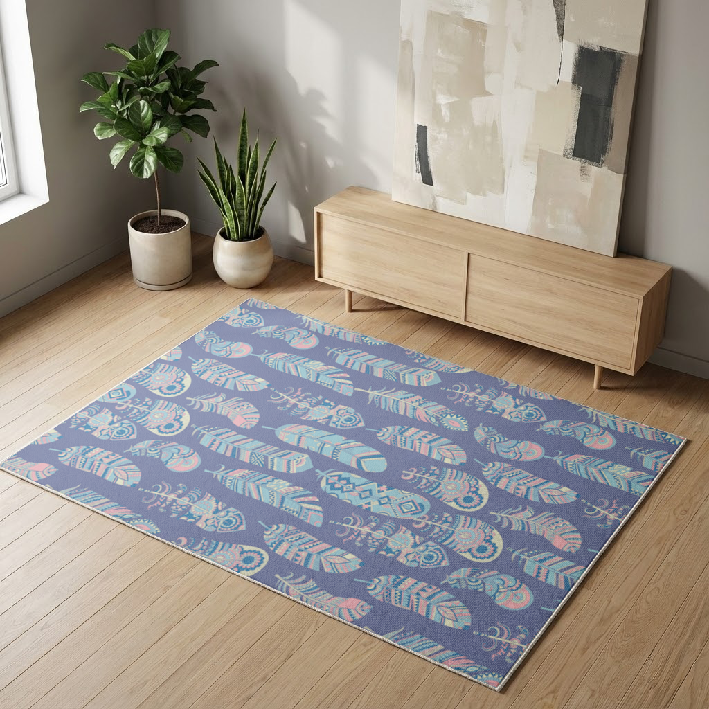 Boho Tribal Feather Living room carpet