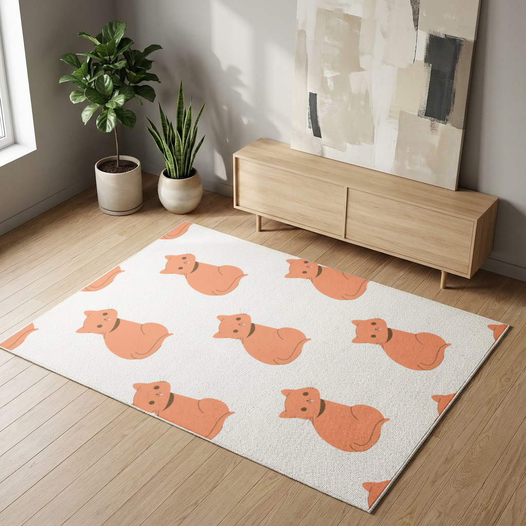 Kawaii Orange Cat Blep Living room carpet