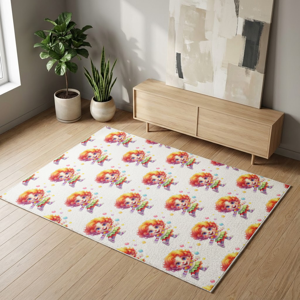 Cute Rainbow Hair Happy Clown Living room carpet