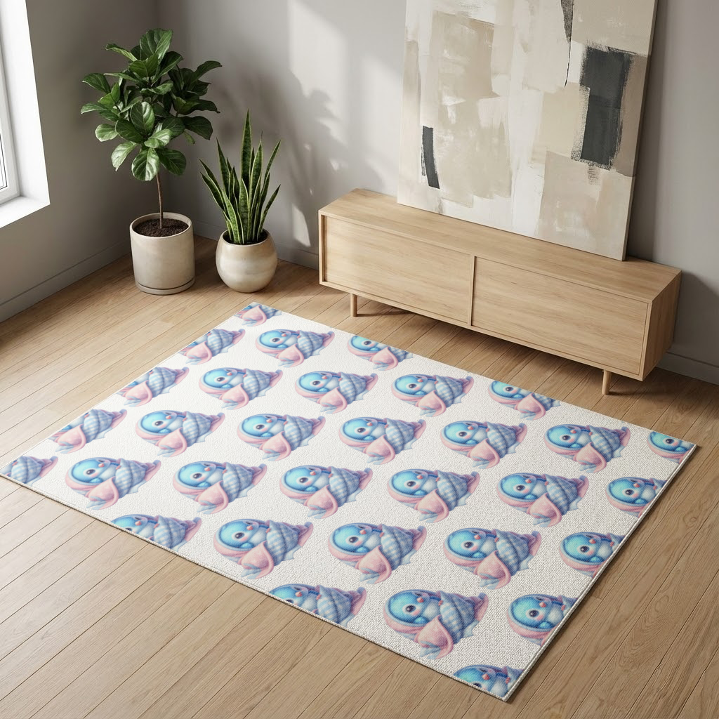 Kawaii Blue Bird in Blanket Living room carpet