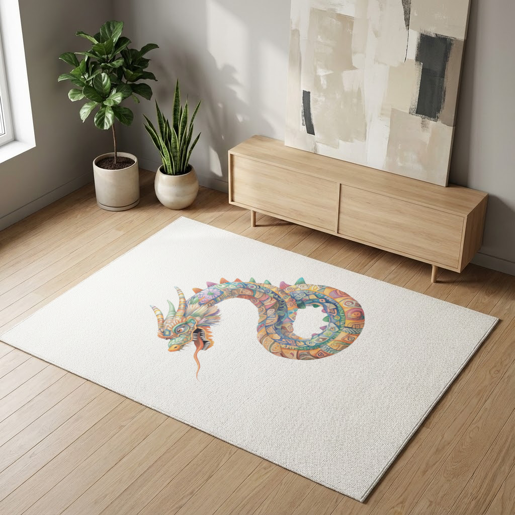 Colorful Mosaic Chinese Dragon Living room carpet