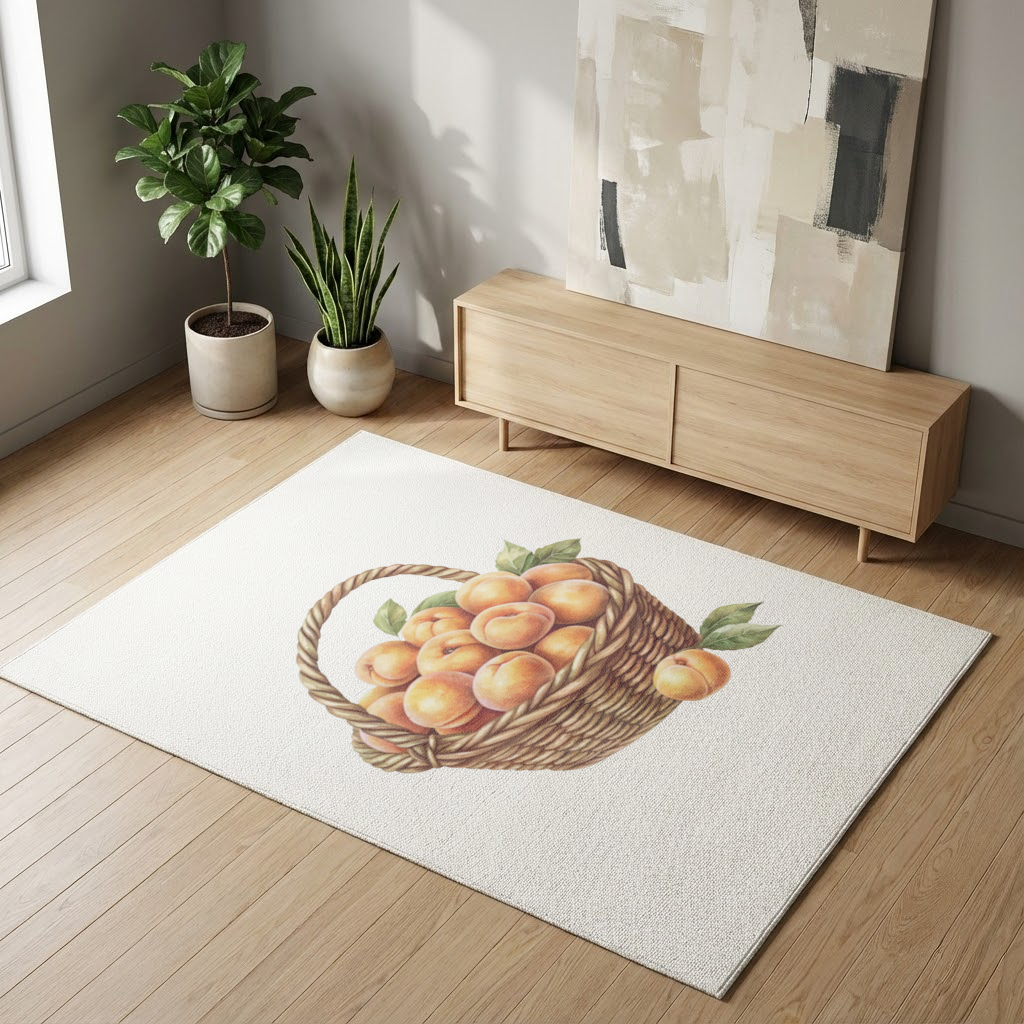 Fresh Peaches in Wicker Basket Living room carpet