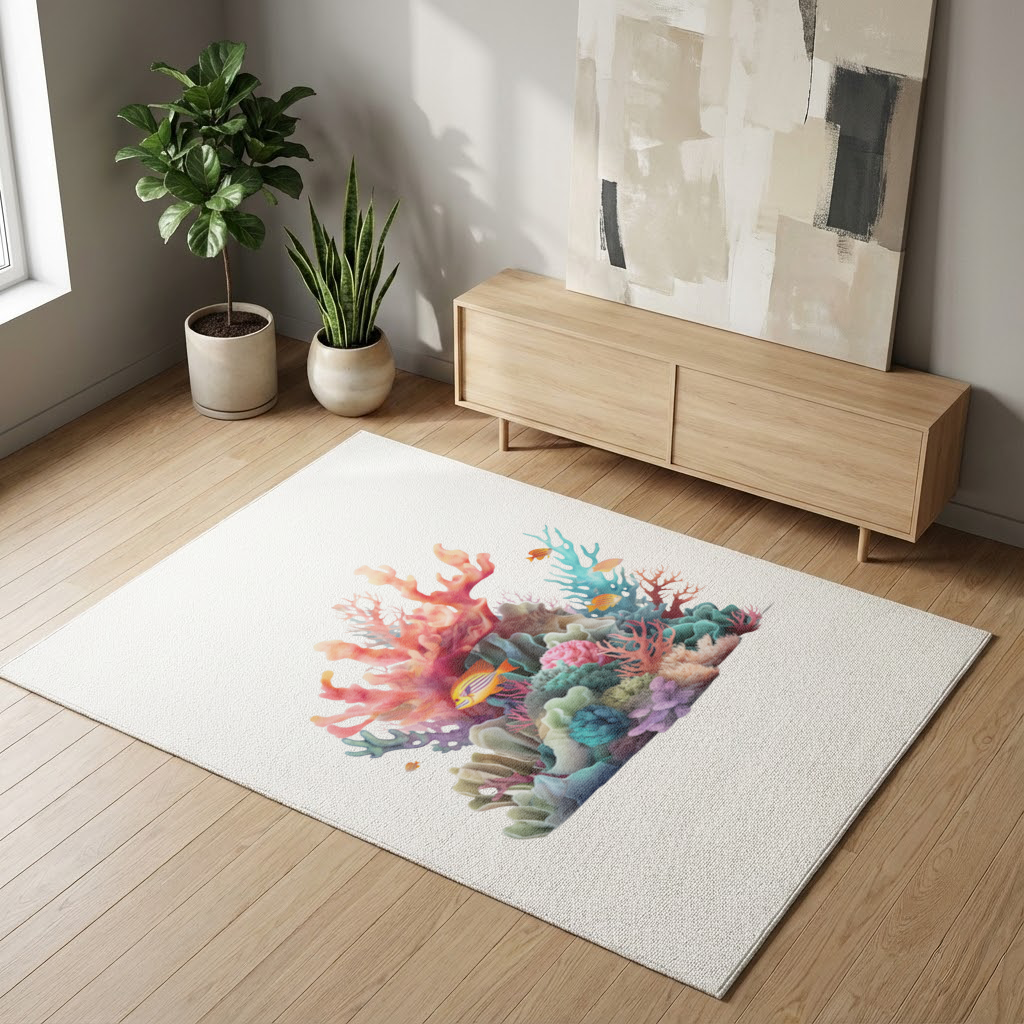 Vibrant Coral Reef and Tropical Fish Living room carpet