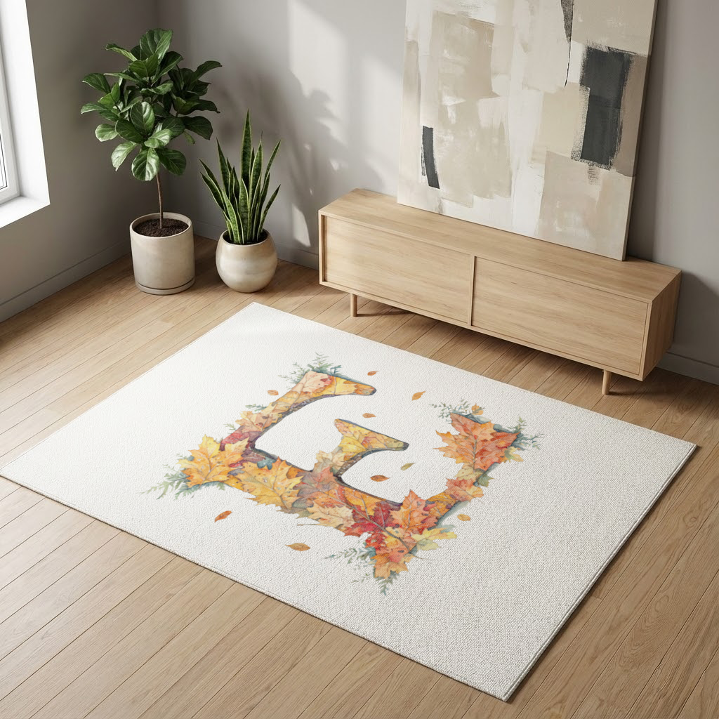 Autumn Maple Leaf Letter E Living room carpet