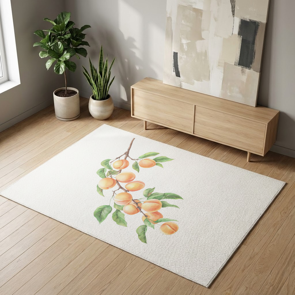 Ripe Orange Apricot Fruit Branch Living room carpet