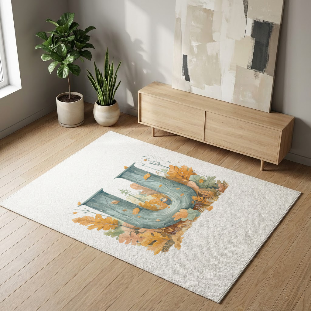 Autumn Woodland Initial Letter U Living room carpet
