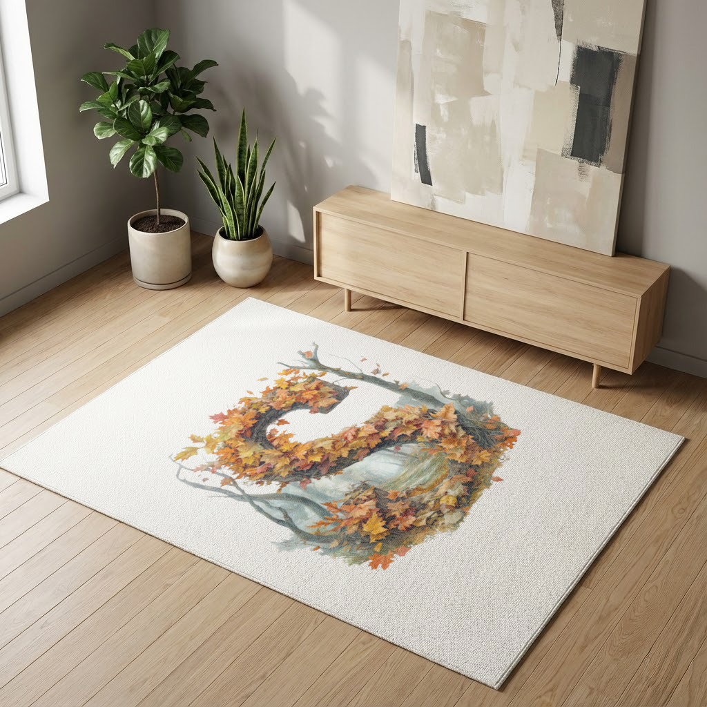 Autumn Maple Leaf Letter S Living room carpet