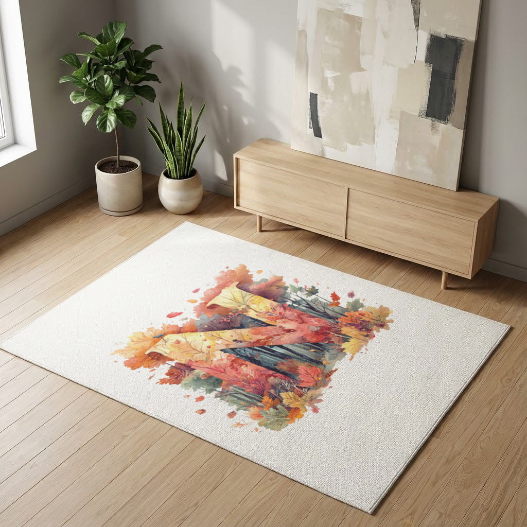 Autumn Leaf Monogram N Living room carpet