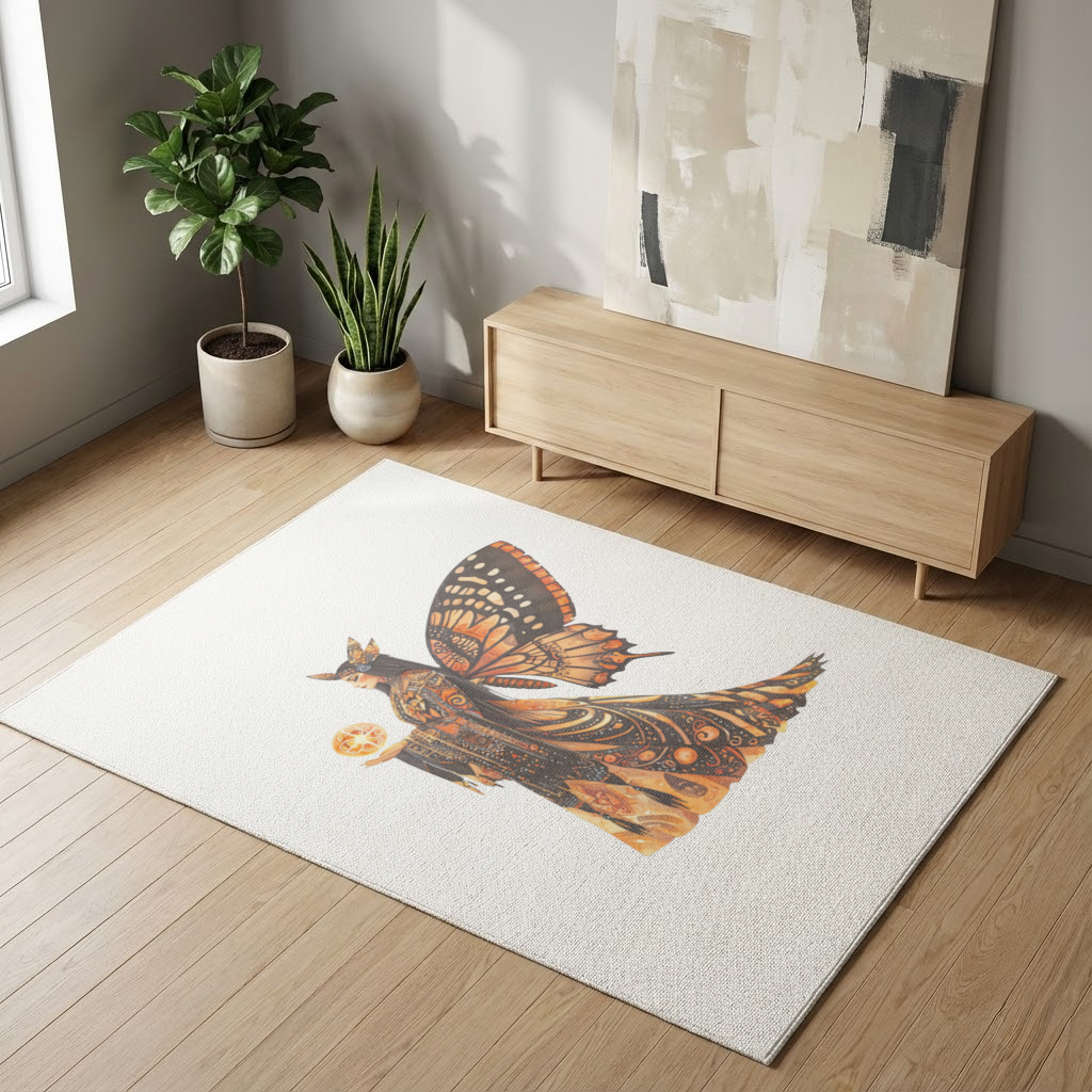 Monarch Kelebek Kanatlı Tanrıça Salon Halısı