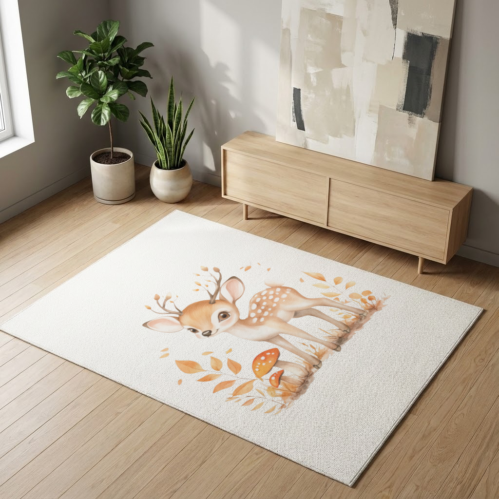 Masalsı Sonbahar Yavru Geyiği Salon Halısı