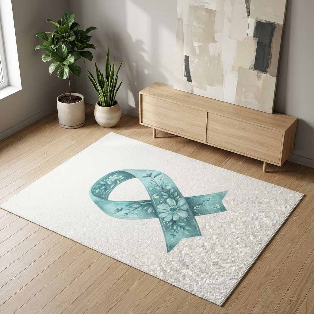 Floral Teal Awareness Ribbon 