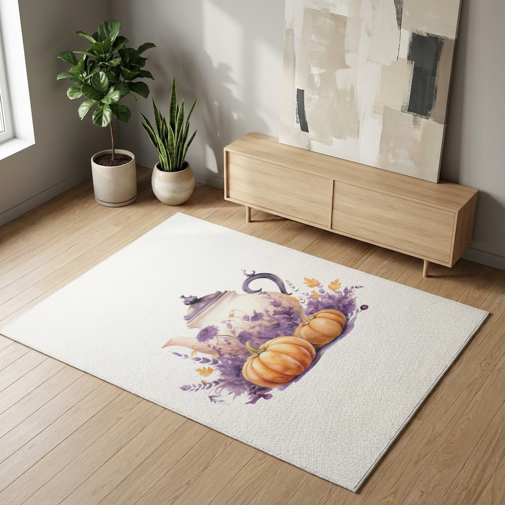 Vintage Purple Floral Pumpkin Teapot 