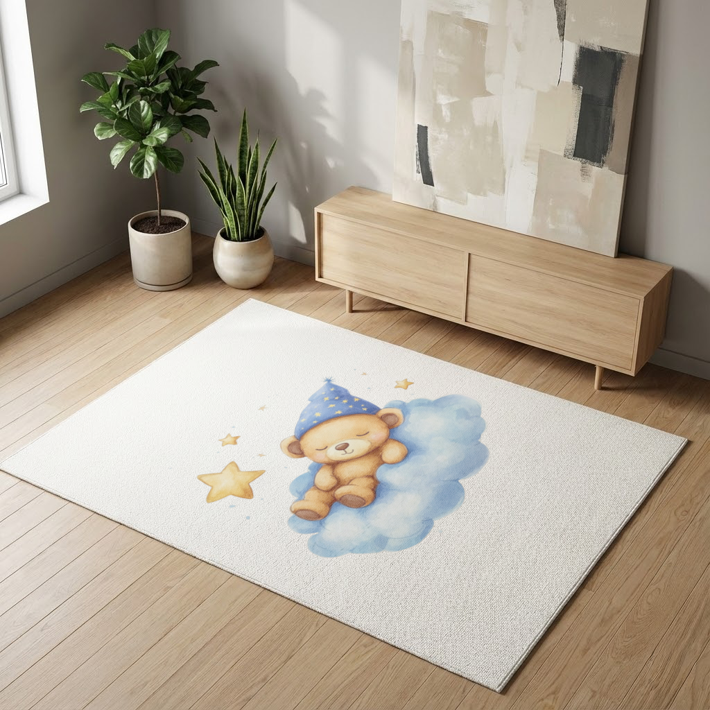 Sleeping Teddy Bear on a Cloud Living room carpet