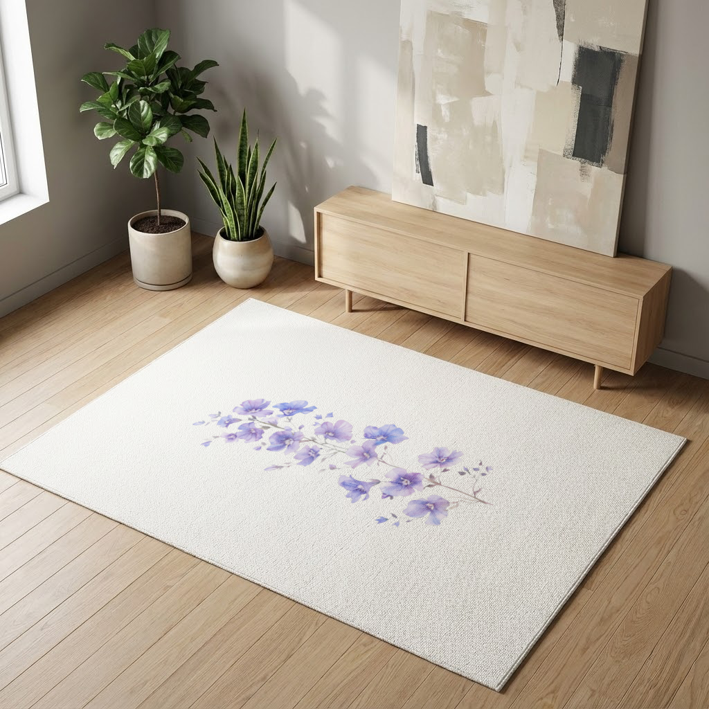 Delicate Blue Flax Wildflowers Living room carpet