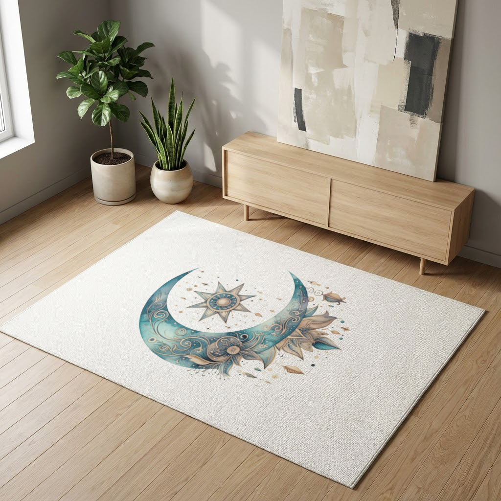 Boho Celestial Sun and Moon Living room carpet