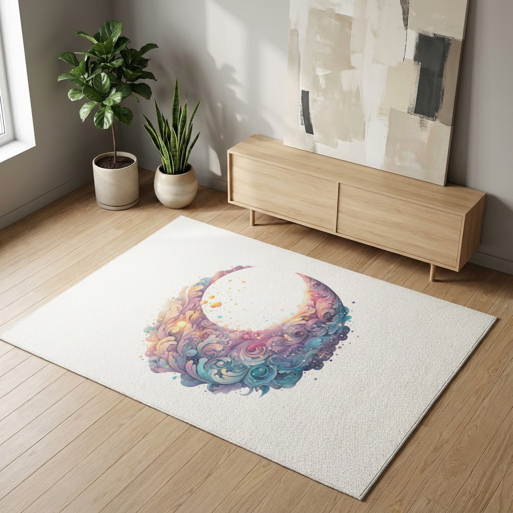 Colorful Swirled Celestial Moon Living room carpet