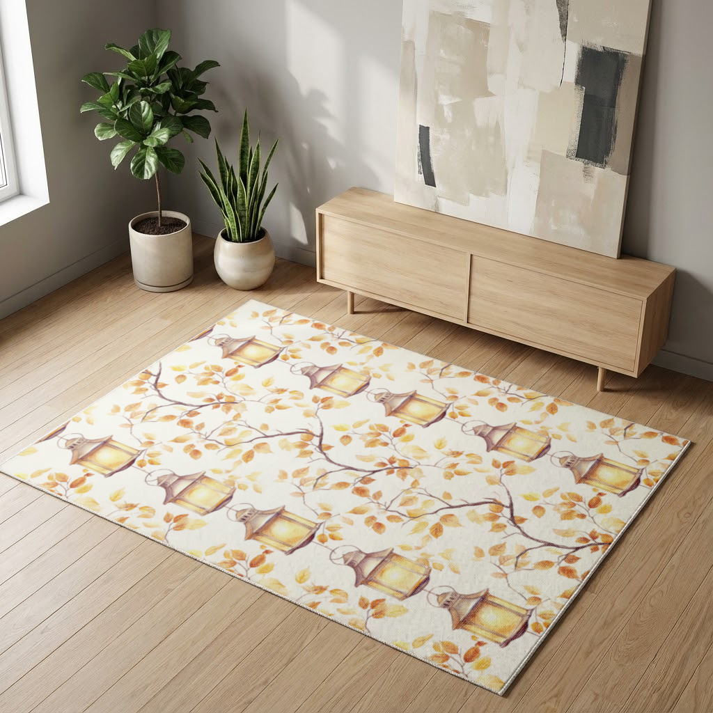 Vintage Watercolor Fall Branches Living room carpet