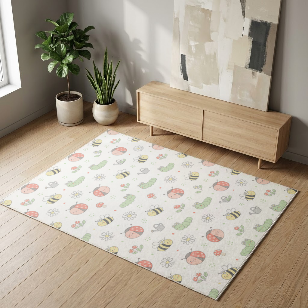 Cute Garden Bugs Pattern Living room carpet
