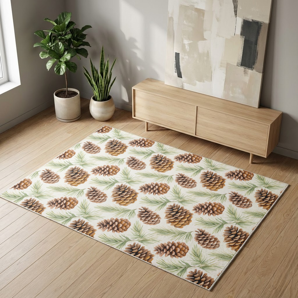 Pinecone Pattern Nature Background Living room carpet