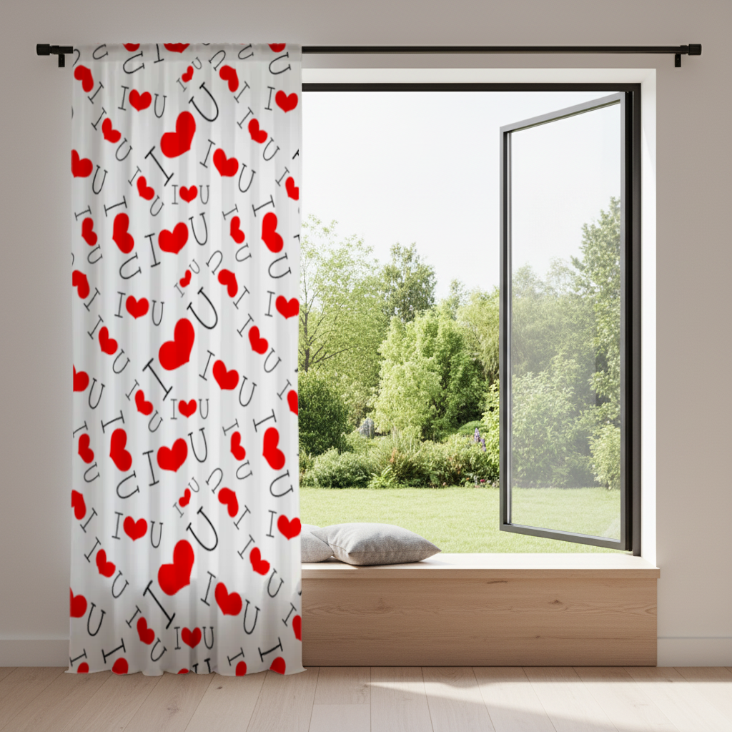 Valentines Day I Love You Heart Pattern Romantic Design Drapes
