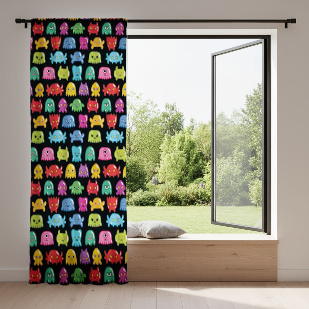 Cute Colorful Monsters Seamless Pattern Drapes