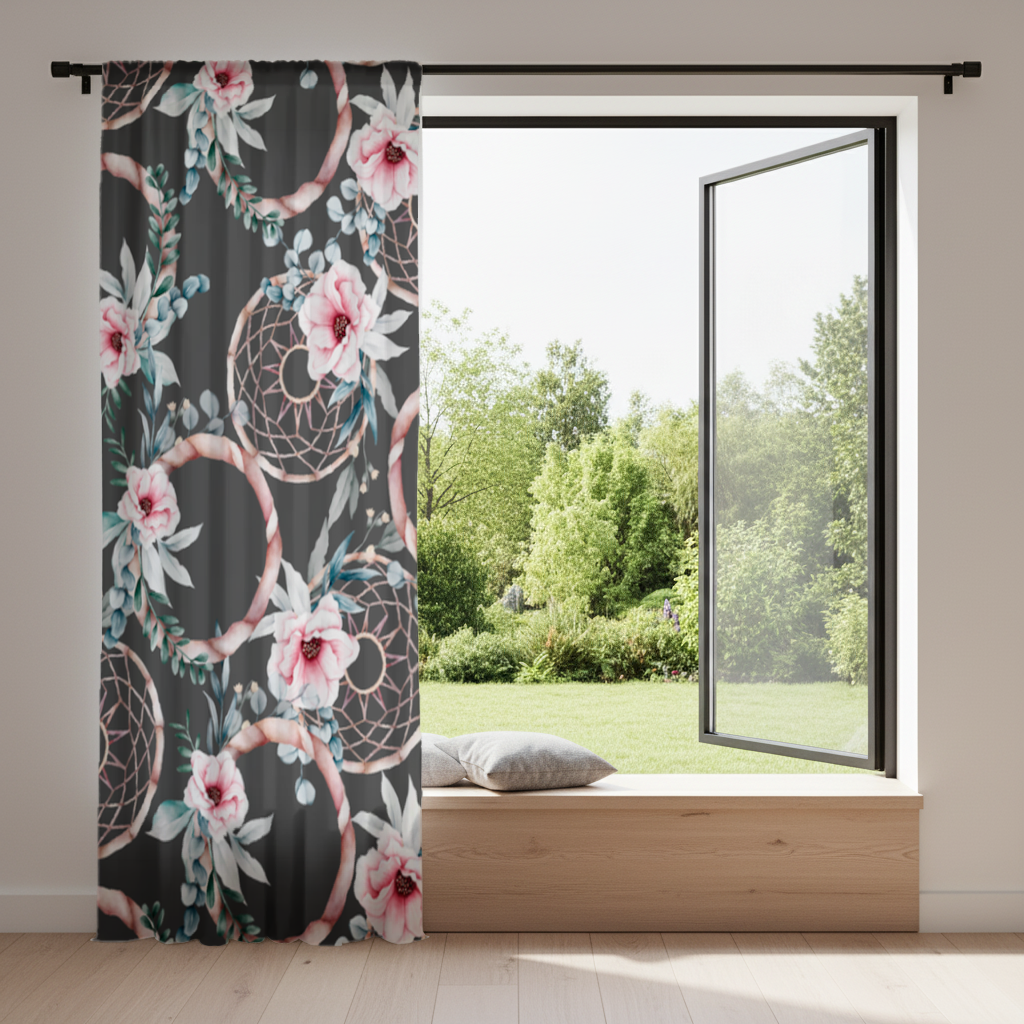 Boho Floral Dreamcatcher Pattern Drapes