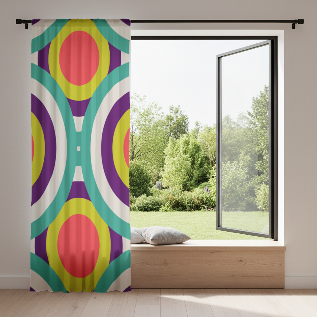 Colorful Geometric Circle Pattern Drapes