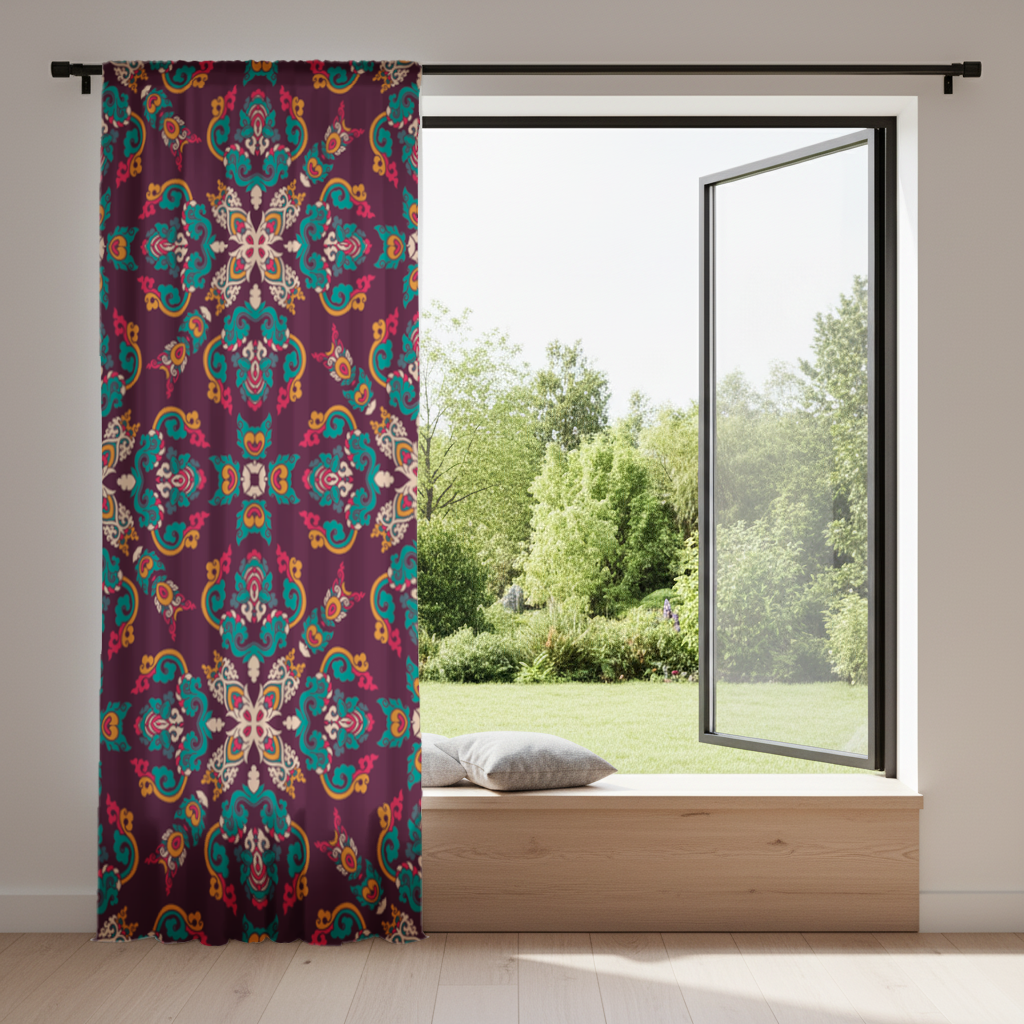 Colorful Ottoman Inspired Mandala Pattern Drapes