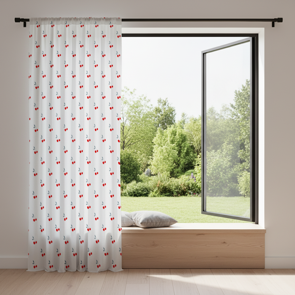 Minimal Cherry Repeat Pattern Background Drapes
