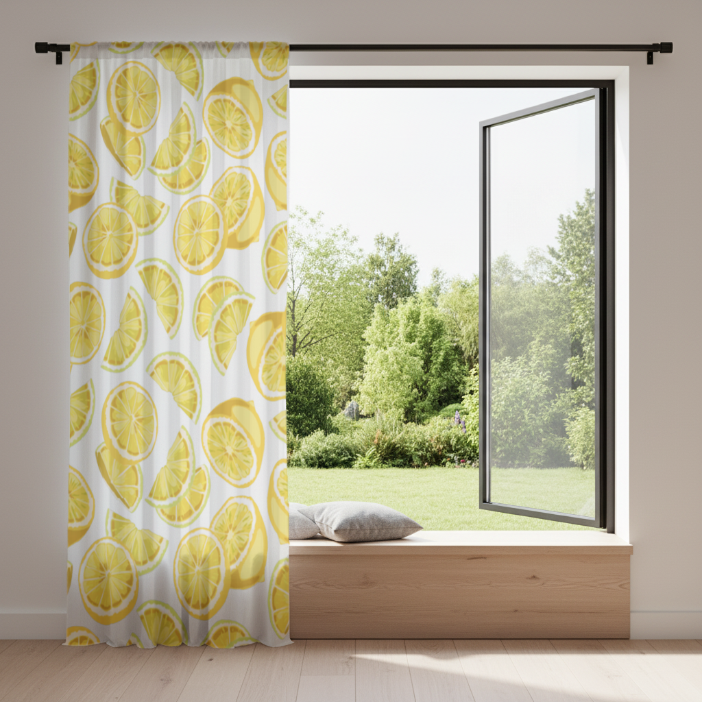 Fresh Lemon Slices Vibrant Summer Pattern Drapes