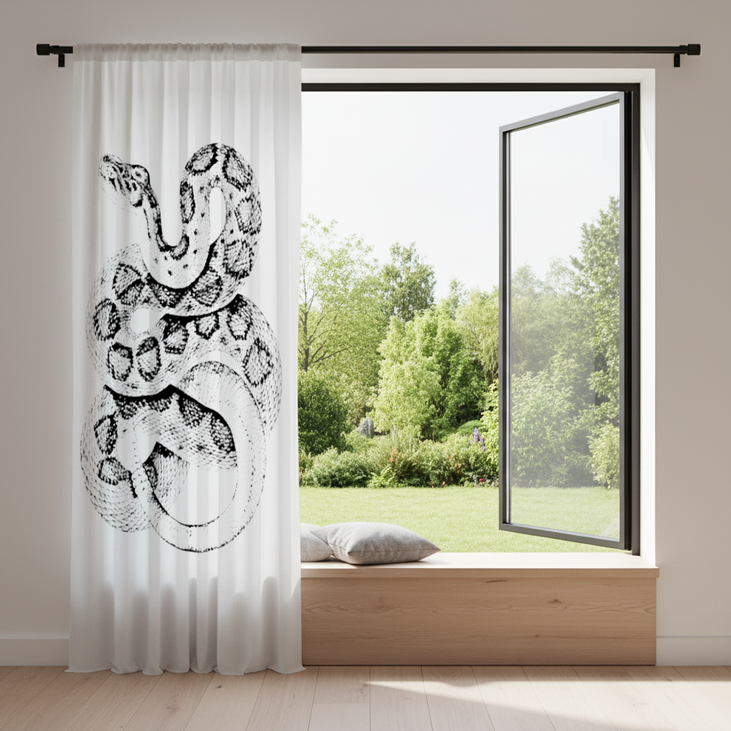 Detailed Vintage Rattlesnake Illustration Drapes