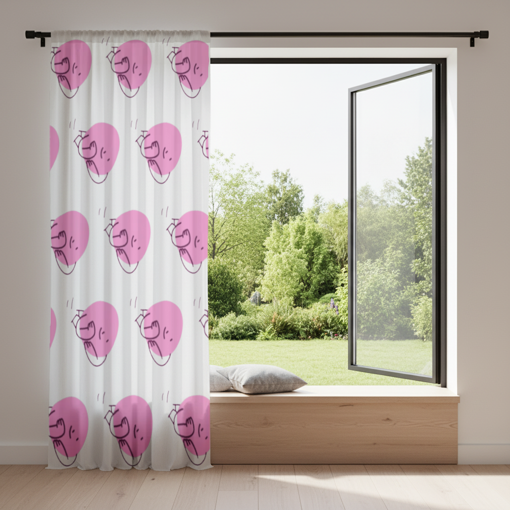 Cute Pink Lying Character Illustration Drapes