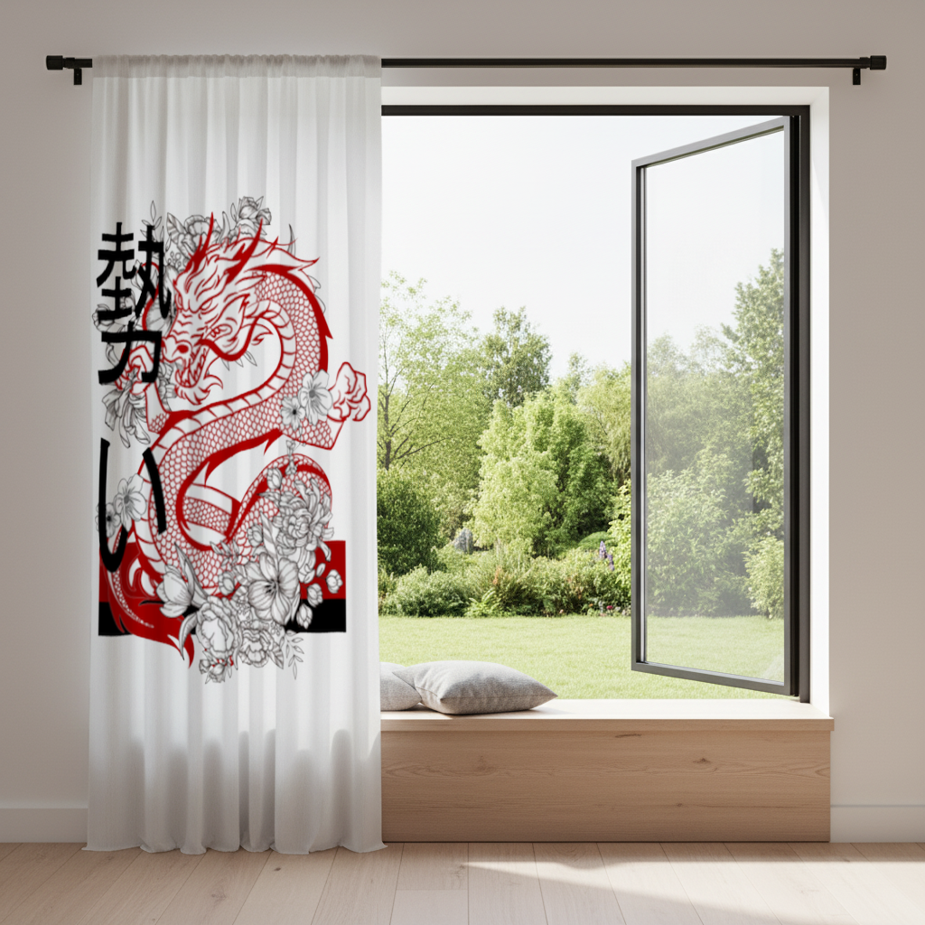 Japanese Dragon with Floral Design 