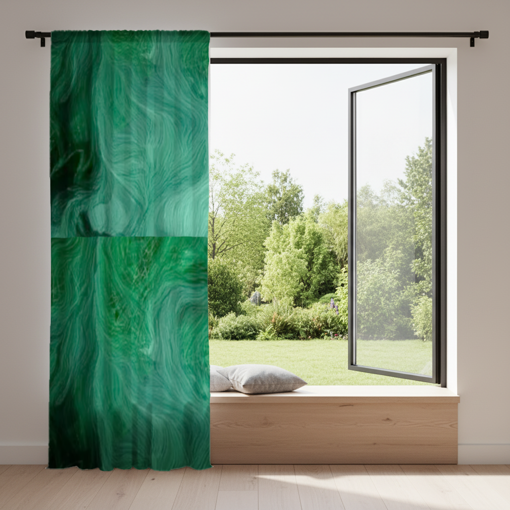 Black and green marbling Drapes