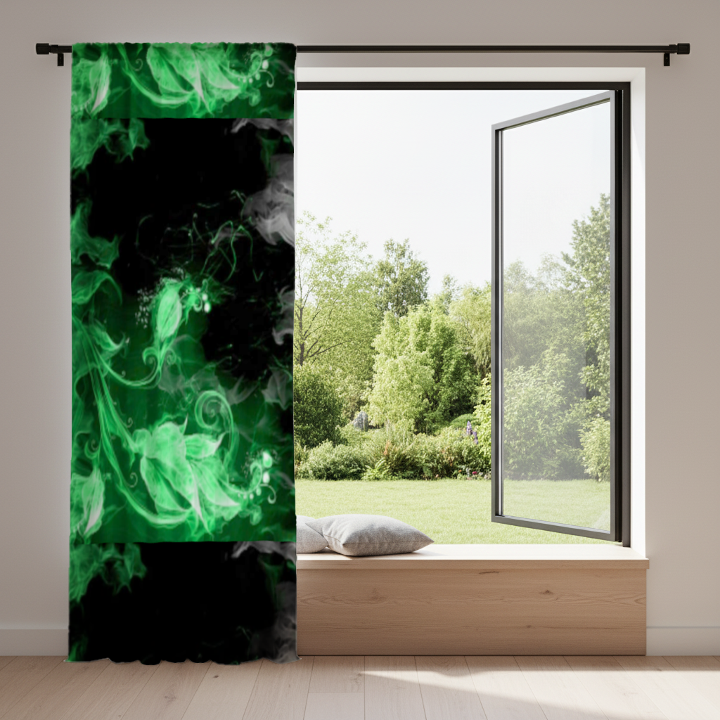 Green and black smokes Drapes