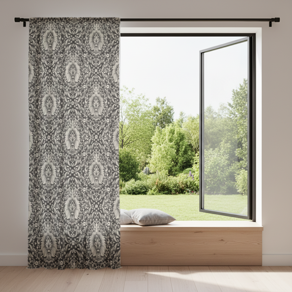 Classic Vintage Damask Floral Pattern Drapes