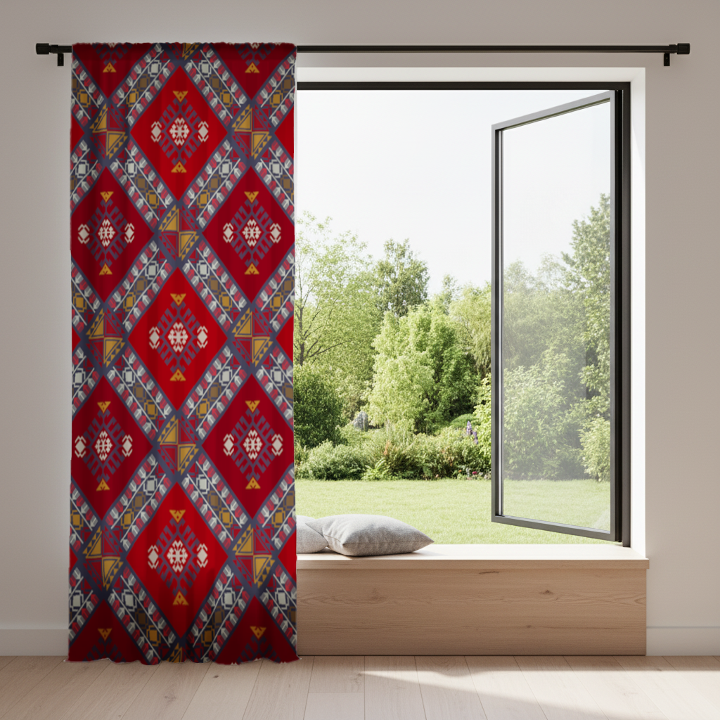 Traditional Kilim Pattern Motif Drapes