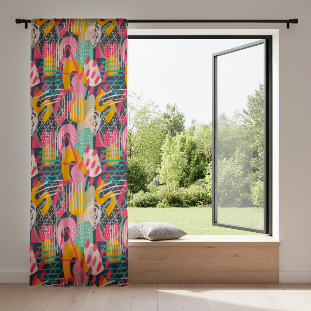 Abstract Geometric Doodle Drapes