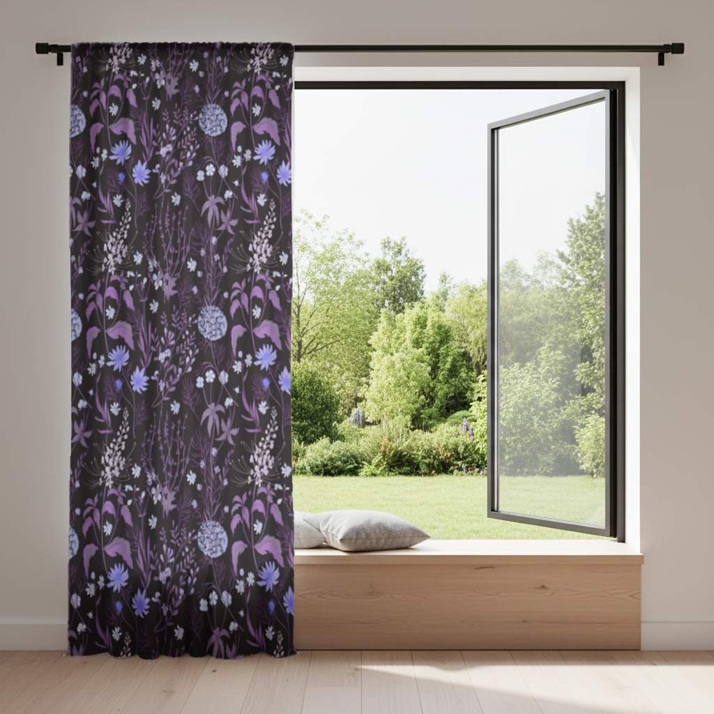 Purple Gothic Botanical Drapes